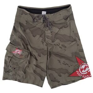 Vintage Billabong Men's Board Shorts 31 Camo Red Star Spellout Y2K Skater Grunge
